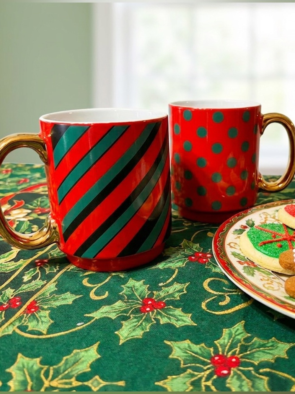 Stackable Ceramic Holiday Mugs - Set of 2